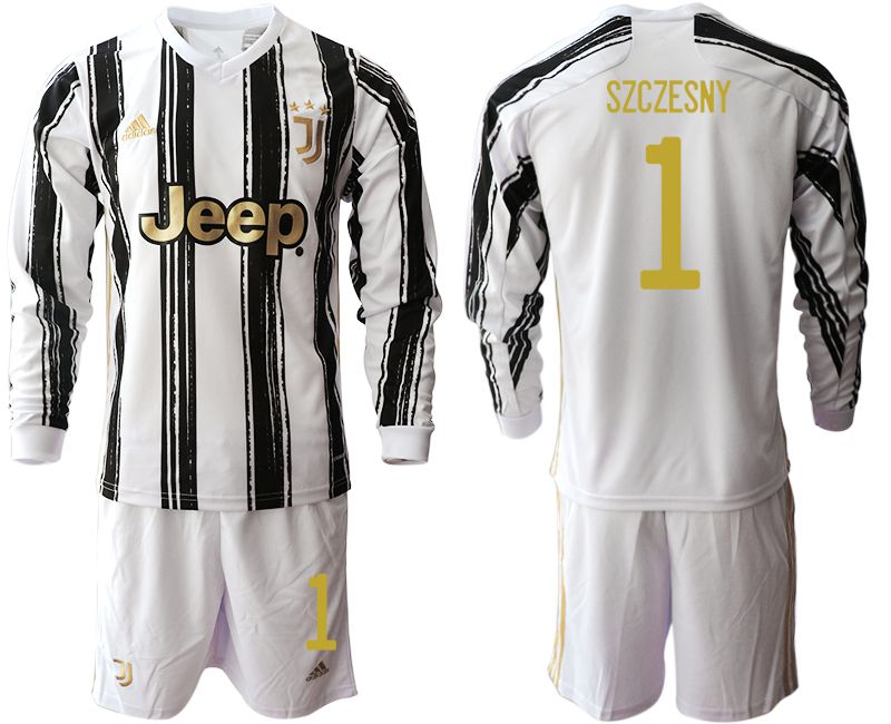 Men 2020-2021 club Juventus home long sleeves #1 white Soccer Jerseys->juventus jersey->Soccer Club Jersey